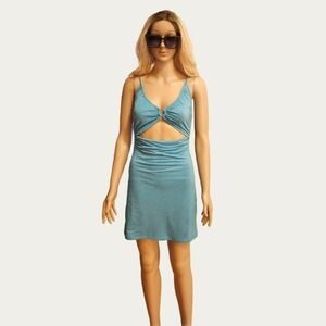 Princess Polly Blue Glitter Bodycon Cut-Out Mini Dress, Size 6